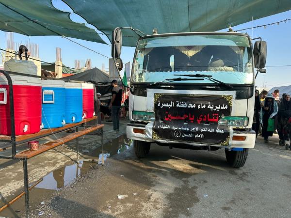 ماء البصرة تشارك في تأمين مياه الشرب ونقل الزائرين في كربلاء